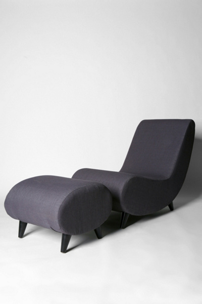 Gun Metal Apostrophe Chair and Ottoman