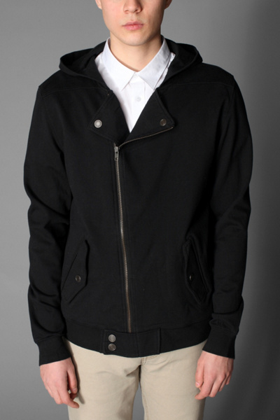 Charles & 1/2 Fleece Moto Jacket With Hood