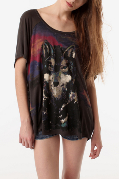 Silence & Noise Oversized Animal Print Tee
