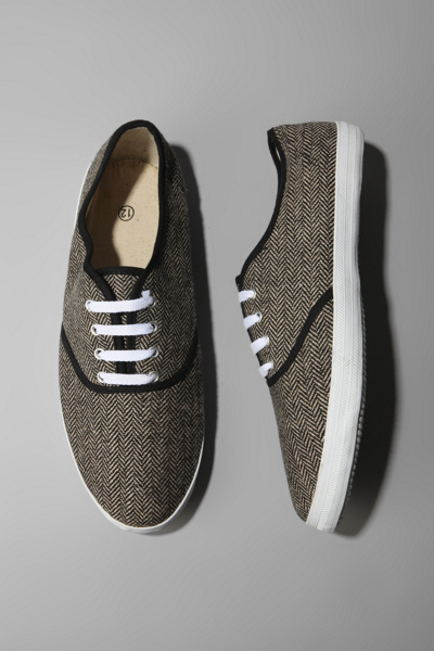 UrbanOutfitters.com- UO Grey Tweed Plimsoll