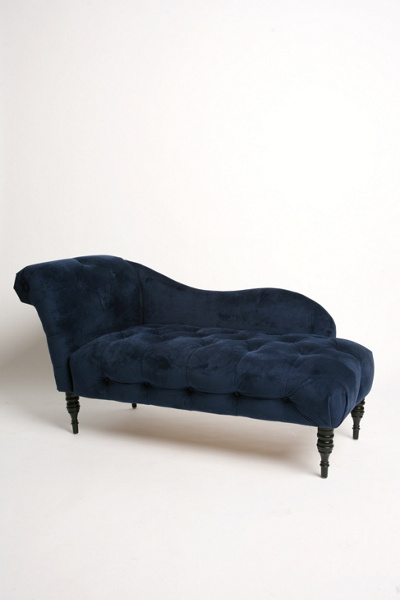 Edie Velvet Chaise - Ink Blue