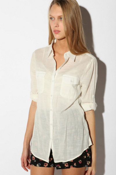 BDG Solid Breezy Button Down