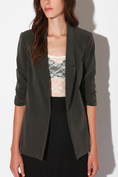 Silence & Noise Open Ruched Boyfriend Blazer 