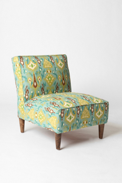 Slipper Chair - Peacock Ikat