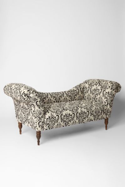 Antoinette Fainting Sofa - Black Linen Damask