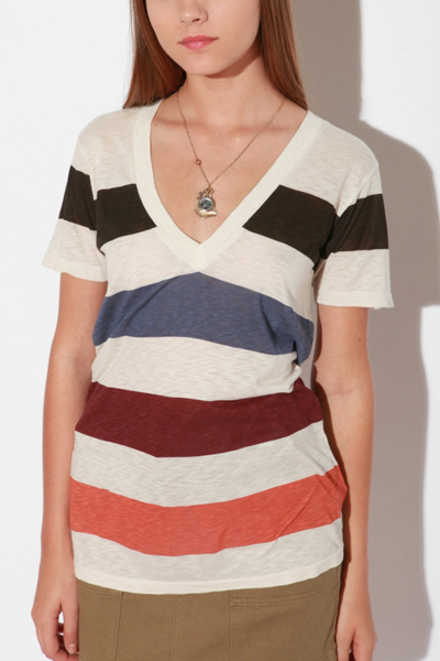 Truly Madly Deeply Striped Deep-V Tee 