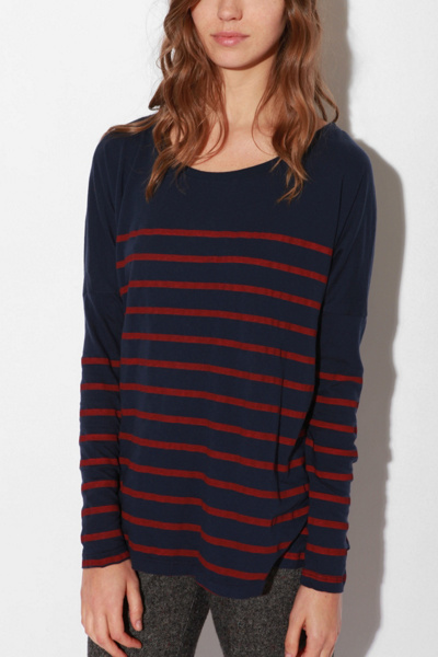 Truly Madly Deeply Long Sleeved Stripe Box Tee