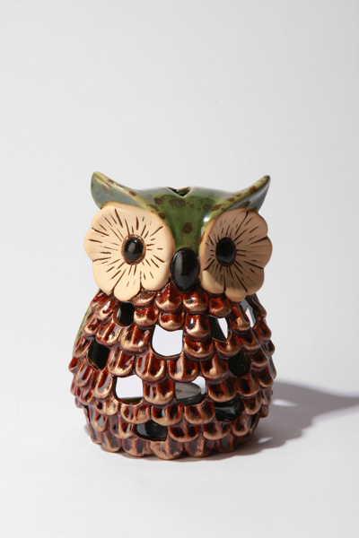 Ceramic Bright Eyed Owl Tea Candle Holder