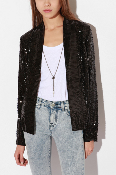 Silence & Noise - Sequined Chiffon Blazer :  sequined blazer silence amp noise sequined blazer