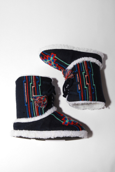 Black Aztec Sweater Lace-Up Bootie