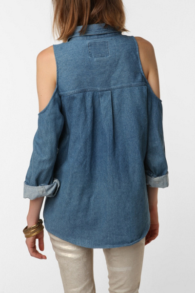 UrbanOutfitters.com > Urban Renewal Cold Shoulder Denim Shirt