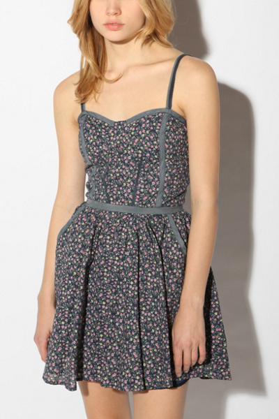 Lucca Couture Cotton Ditsy Piped Dress :  striped piping swingy above the knee