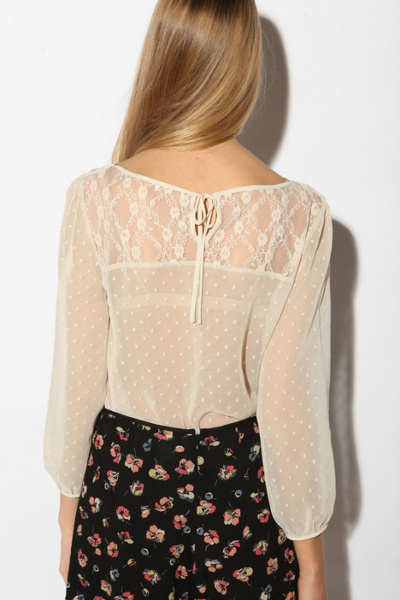 Kimchi Blue - Swiss Dot Lace Inset Blouse