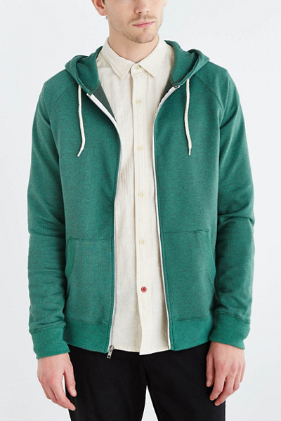 BDG Speckled Zip-up Sweatshirt - Olive - Medium