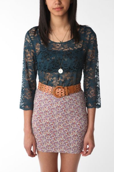 Pins and Needles 3/4 Sleeve Scalloped Lace Top