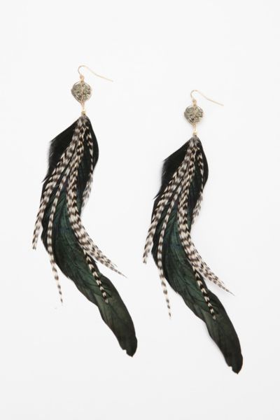 Pyrite Feather Earring
