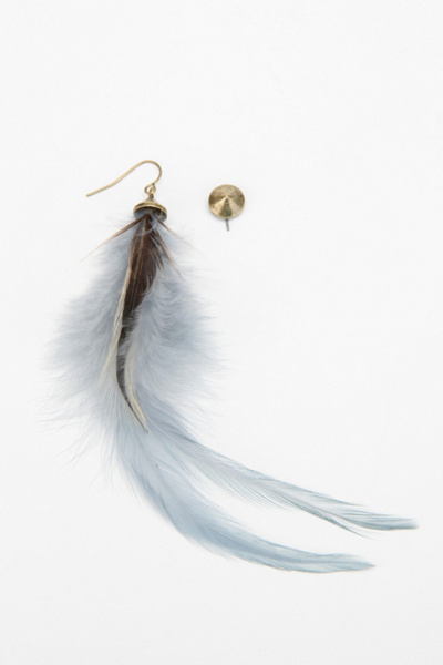 Asymmetrical Feather & Stud Earring