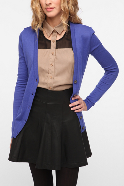 BDG Classic Solid Cardigan - Blue - Small