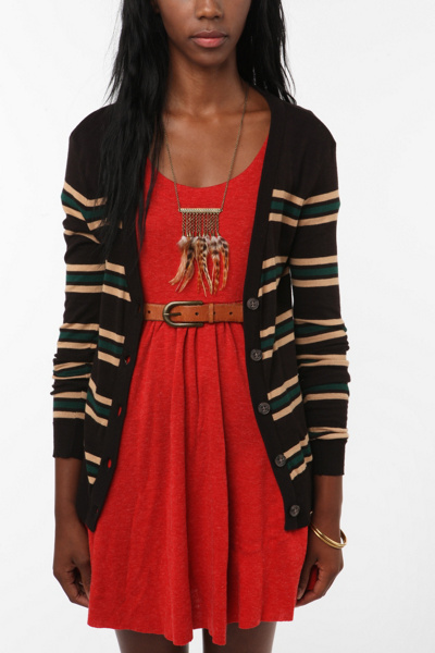 BDG Classic Striped Cardigan - Black - Xsmall