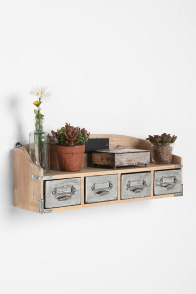 Reclaimed Wood Card Catalog Shelf