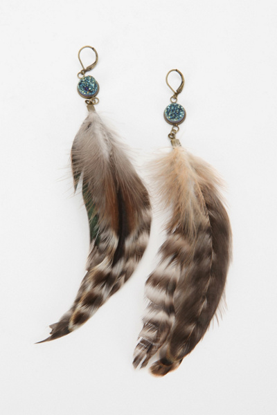 25th Floor Stone & Feather Drop Earring