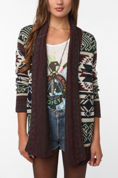 Ecote Intarsia Open Cardigan