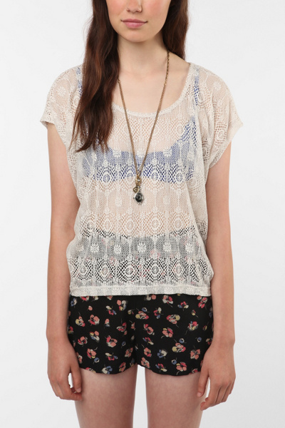 UrbanOutfitters.com > Pins and Needles Fem Lace Tee :  shopping tops lace fashion