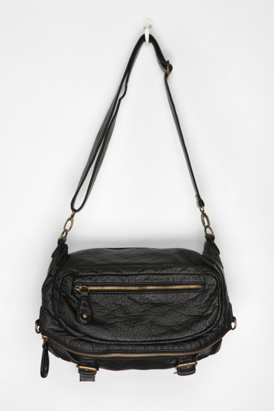 Deena & Ozzy Zip-Front Moto Satchel - Black - One Size best handbags