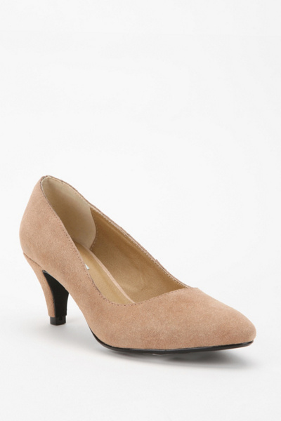 Kimchi Blue Suede Pointy Kitten Heel - Nude - Size 8 how heels