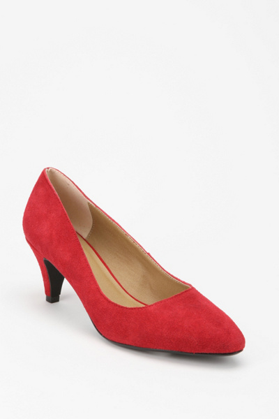 Kimchi Blue Suede Pointy Kitten Heel - Red - Size 8 how heels