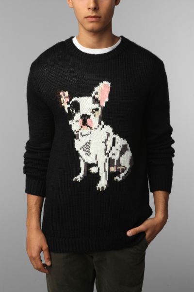 PJ By Peter Jensen French Bulldog Sweater Urban Outfitters