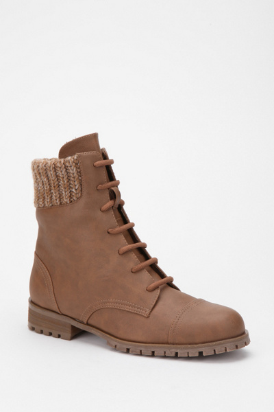 Ecote Sweater Cuff Lace-Up Boot