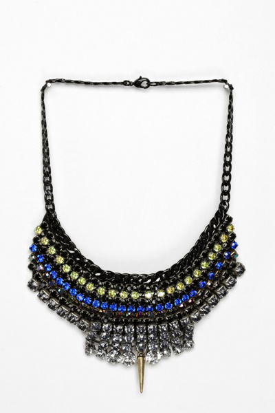 UO Rhinestone Collar - Blue - One Size