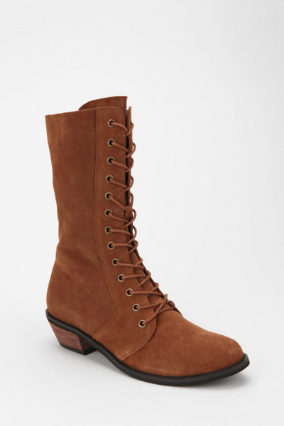 Kimchi Blue Suede Lace-Up Victorian Boot - Brown - Size 9
