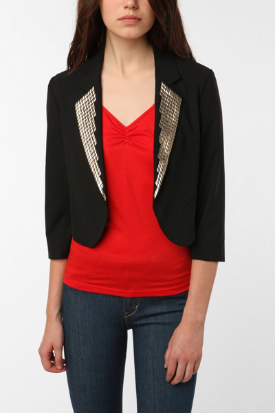 sparkle and fade cropped studded blazer