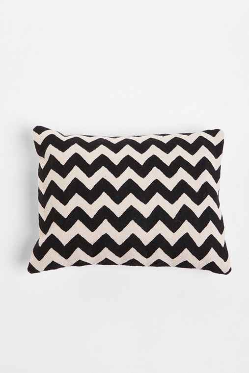 Crewel Embroidered Zigzag Pillow - Urban Outfitters