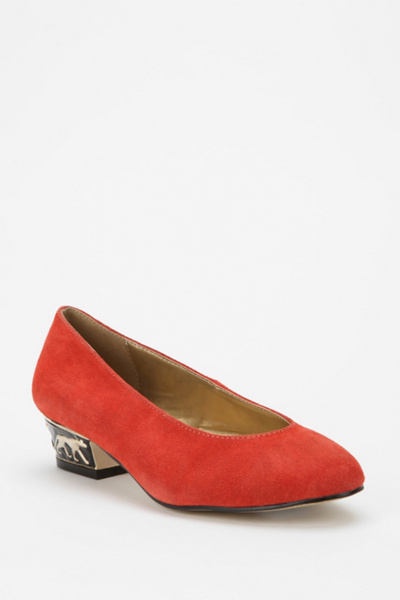 Deena & Ozzy Suede Animal Pump - Orange - Size 8 how heels