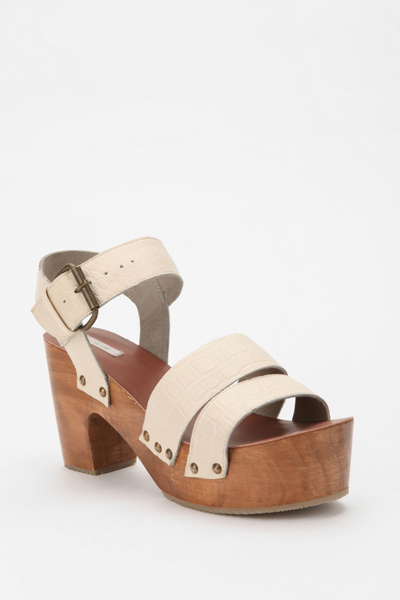 Ecote Leather & Wood Croc-Embossed Heel