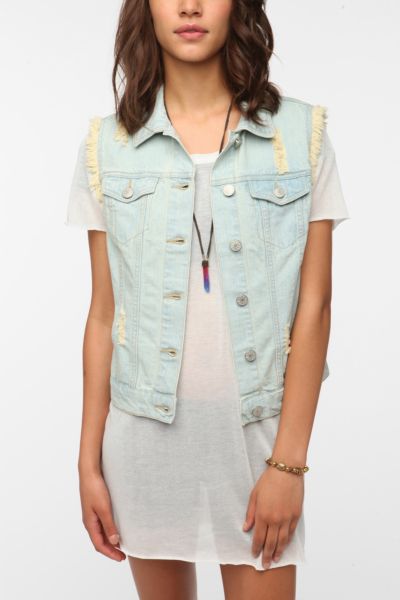 BDG Cutoff Denim Trucker Vest