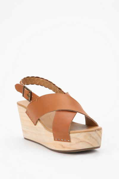 Ecote Leather & Wood Slingback Wedge