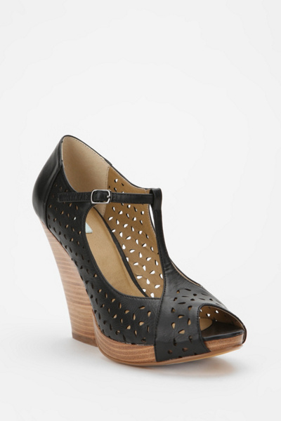 Kimchi Blue Perforated Leather T-Strap Heel