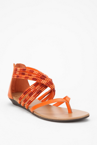 Ecote Beaded Ankle-Wrap Sandal