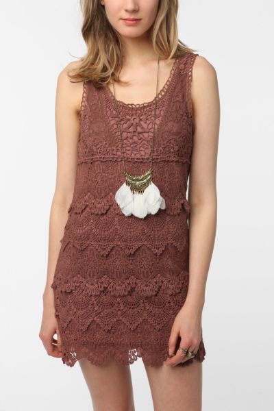 Staring at Stars Tiered Crochet Tank Top Dress Urban Outfitters