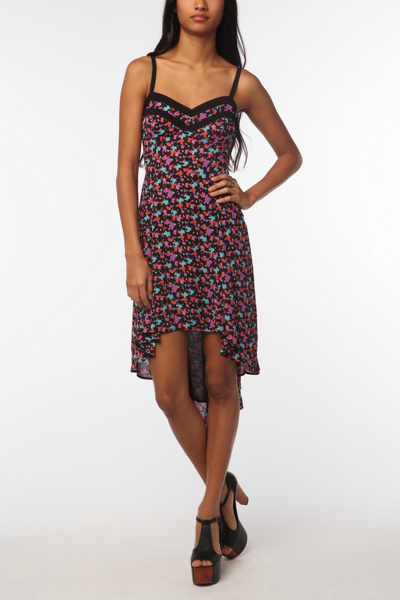 Silence & Noise Silky Chiffon High/Low Midi Dress