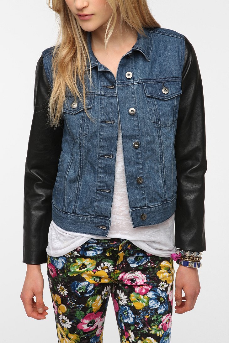 Urban Outfitters Leather sleeve jacket