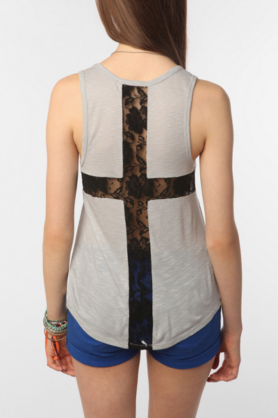 Sparkle & Fade Lace Cross Tank