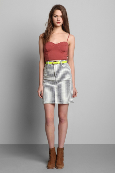 Vintage 80s Denim Pinstripe Pencil Skirt Urban Outfitters