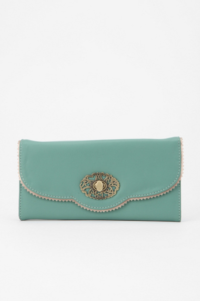 Kimchi Blue Scallop-Lace Checkbook Wallet: Teal One Size Womens Wallets