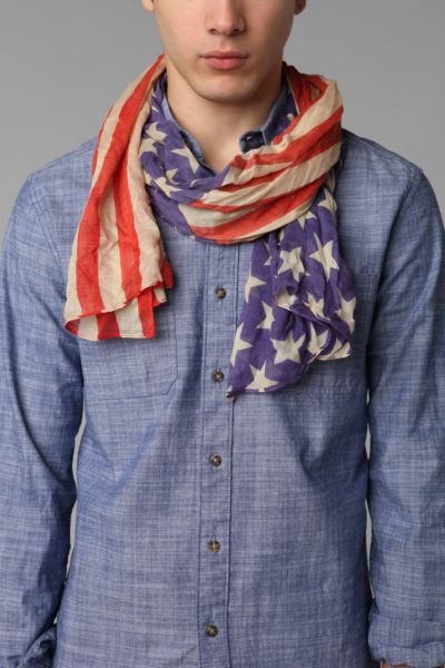 Lightweight Stars N Stripes Scarf - Urban Outfitters