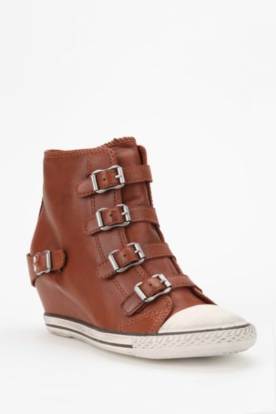 leather high top wedge sneakers